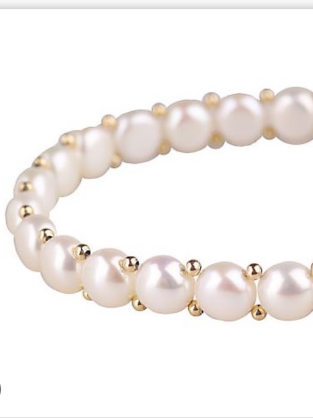 Honora Cultured Freshwater Pearl Stretch Button Bracelet/14K Yellow Gold/M/NWT! - Picture 4 of 6